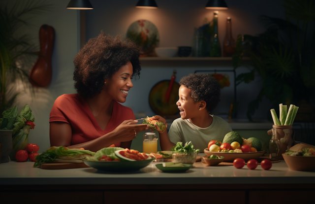 Joyful Cooking Together - Mother and Son Bonding in the Kitchen