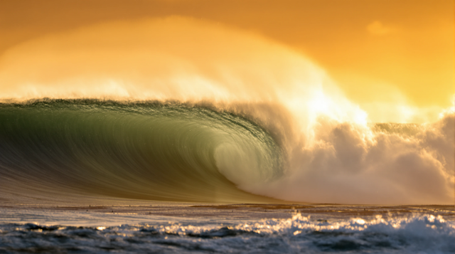 Majestic Ocean Wave at Sunset