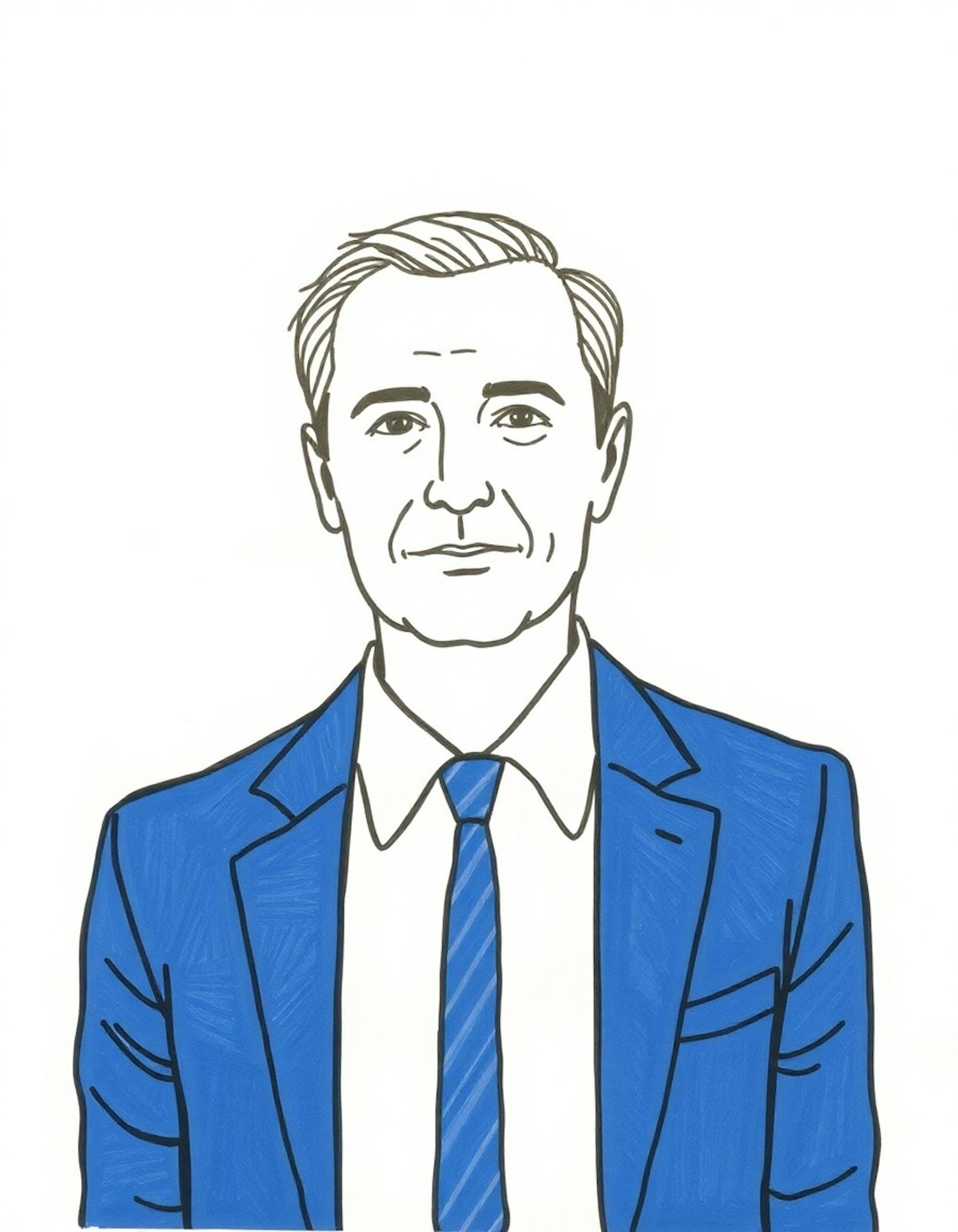 Stylized Illustration of a Man in a Blue Suit