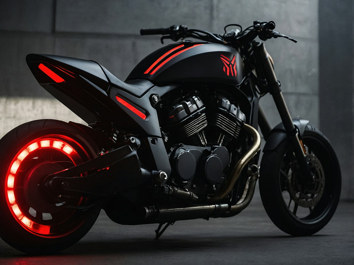 Futuristic Matte Black Motorcycle