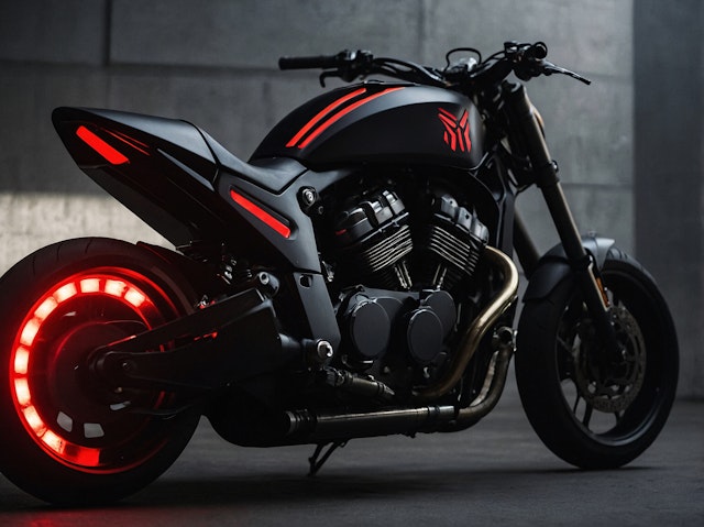 Futuristic Matte Black Motorcycle