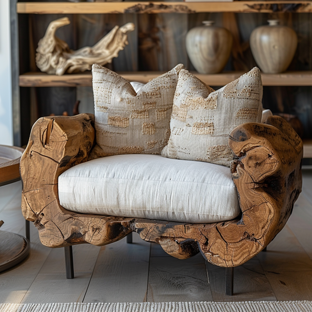 Artisanal Wooden Armchair