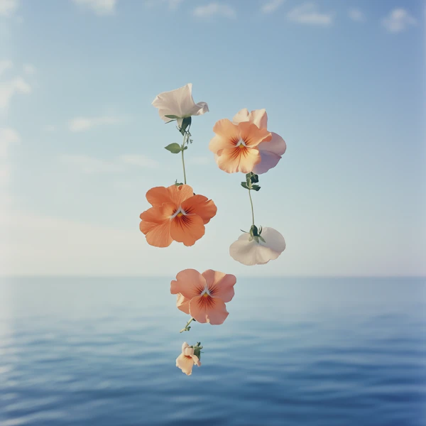 Floating Flowers by Ocean