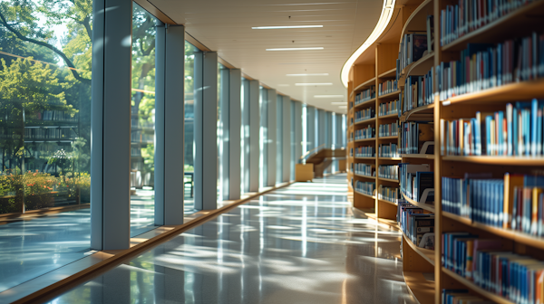 Serene Modern Library Aisle