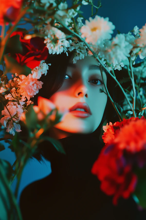 Woman with Vibrant Flowers