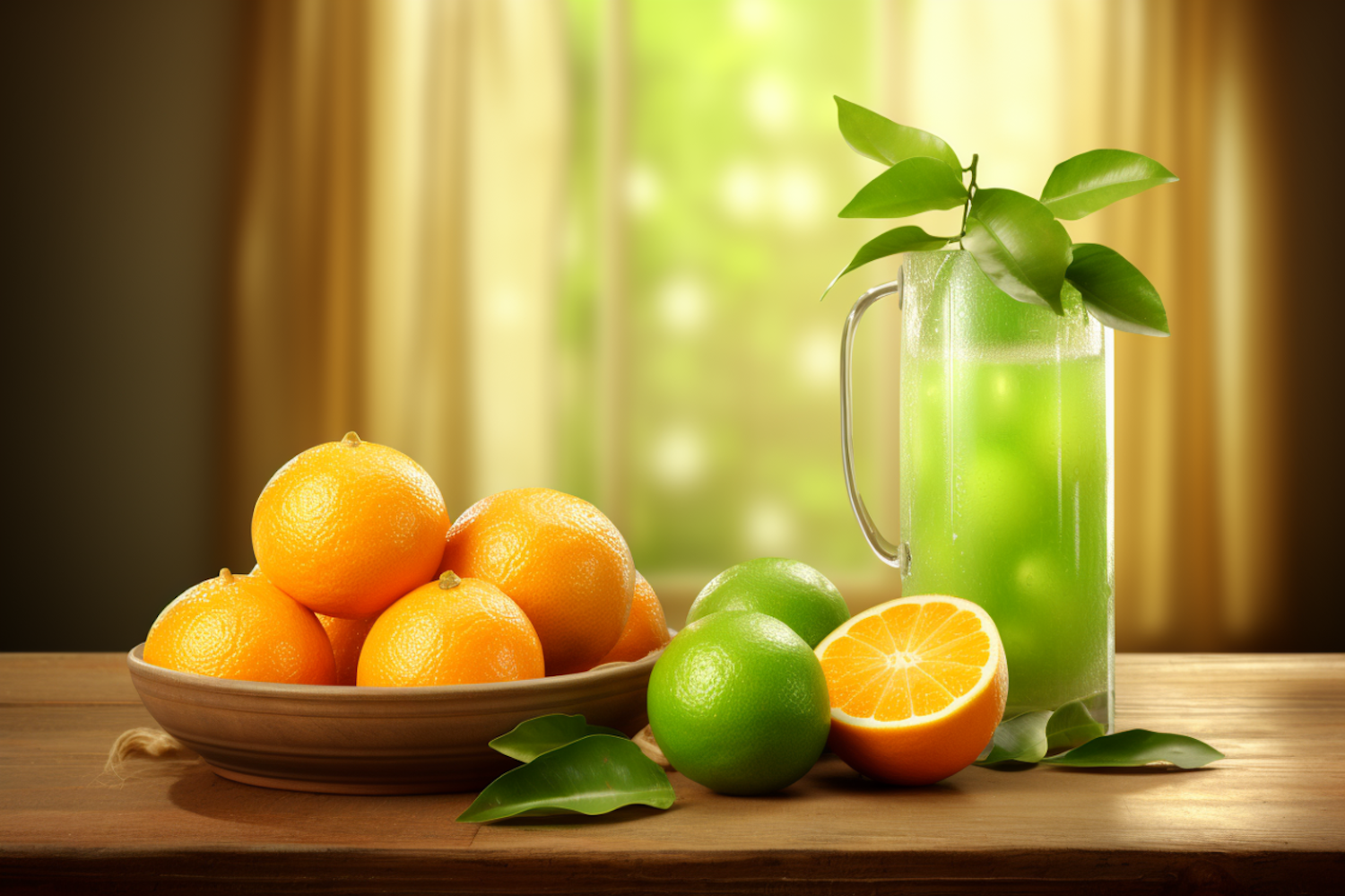 Citrus Serenity: Fresh Oranges & Limeade Pitcher