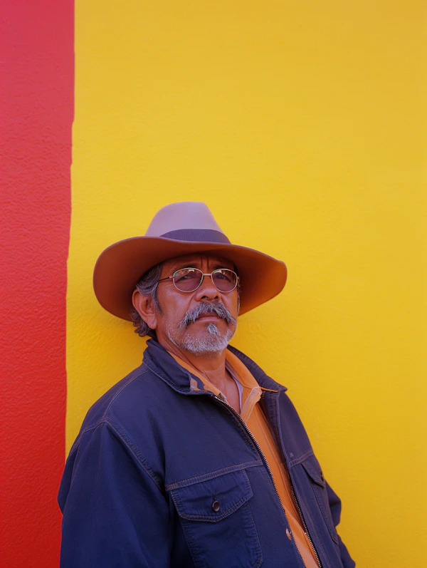 Contemplative Man in Two-Tone