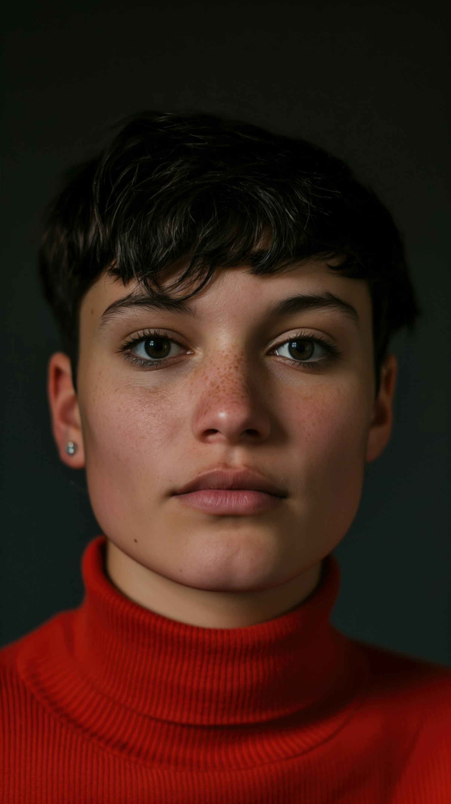 Close-up Portrait with Red Turtleneck