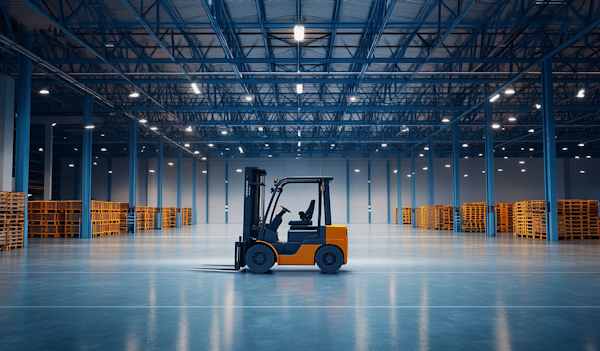 Modern Warehouse with Forklift