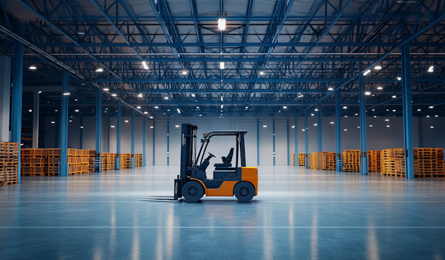 Modern Warehouse with Forklift