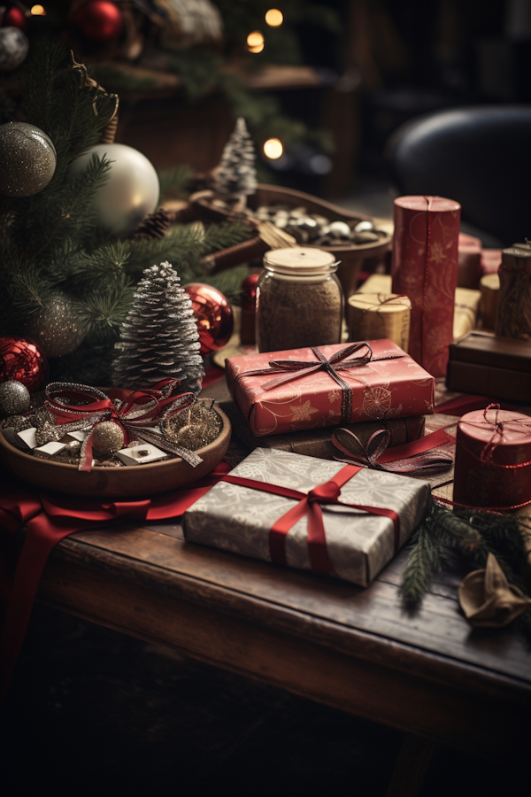 Christmas Spirit with Festive Gifts and Decorations