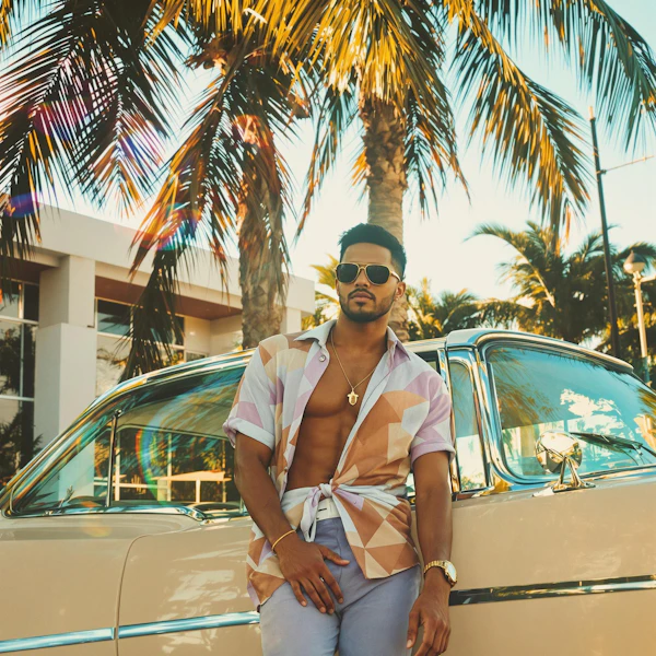 Stylish Man by Vintage Car