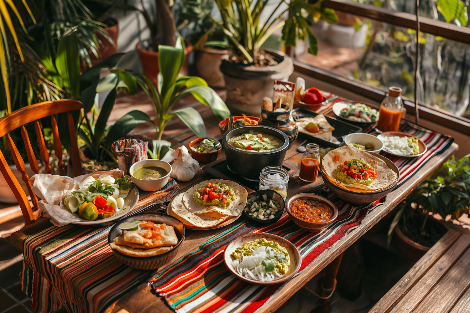 Festive Culinary Spread in Rustic Setting