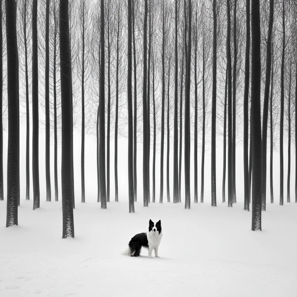Serene Winter Scene with Dog