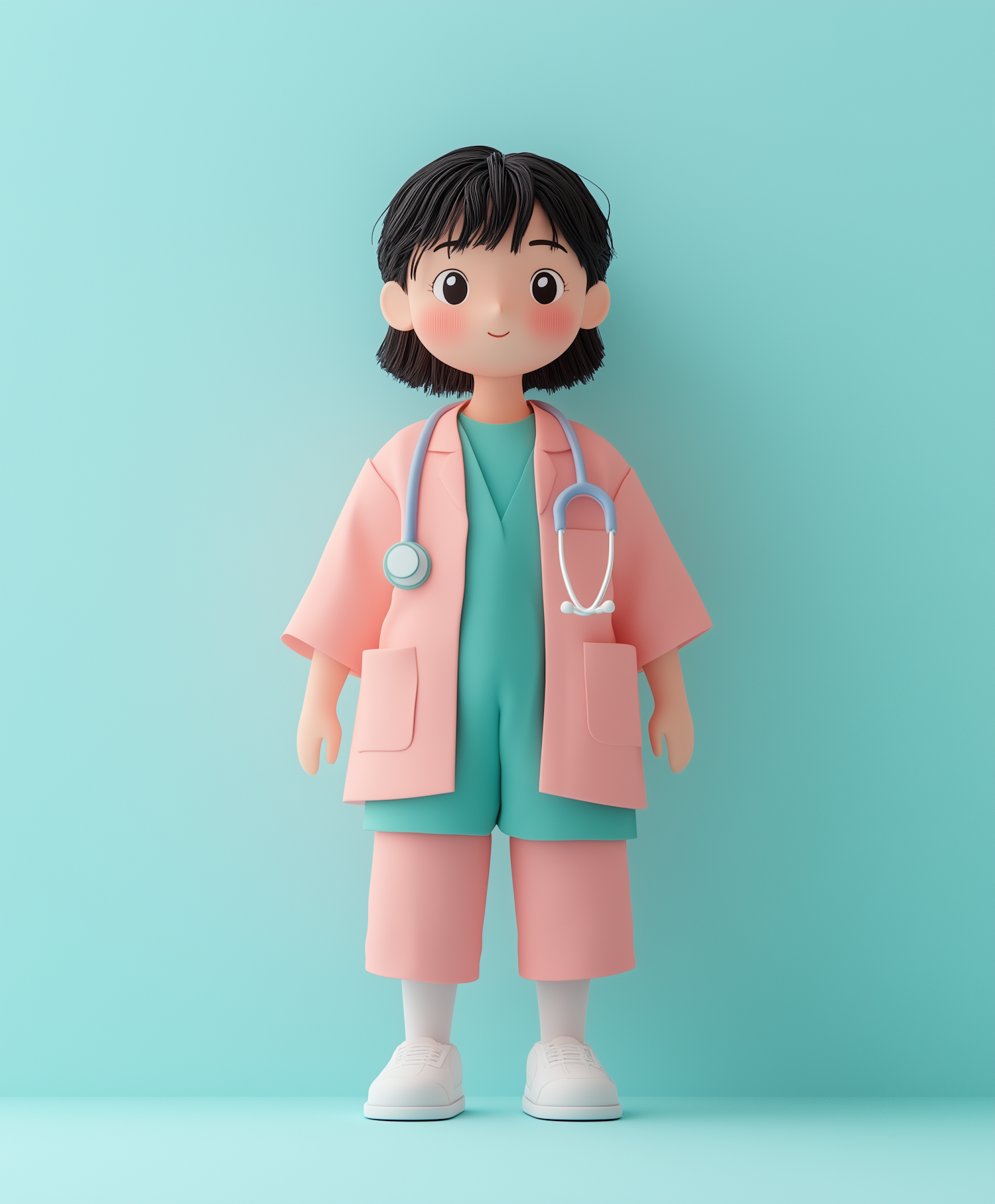 Stylized Illustration of a Young Female Doctor