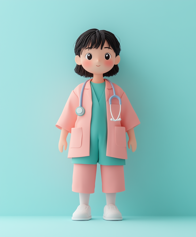 Stylized Illustration of a Young Female Doctor