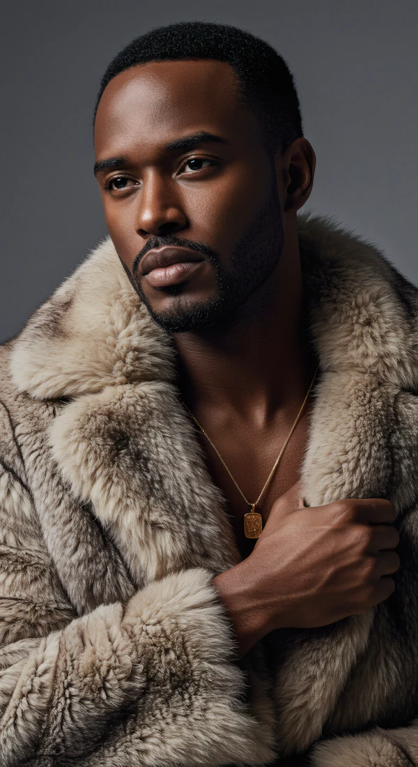 Elegant Man in Fur Coat