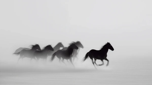 Galloping Black Horses
