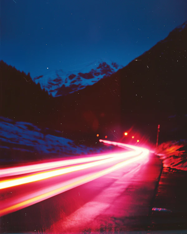 Mountain Road Light Trails