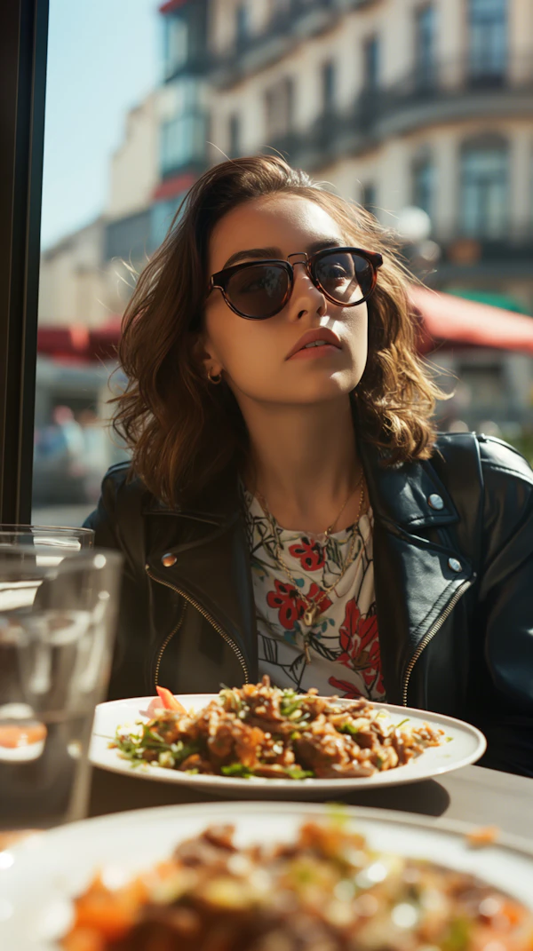 Stylish Woman at Cafe