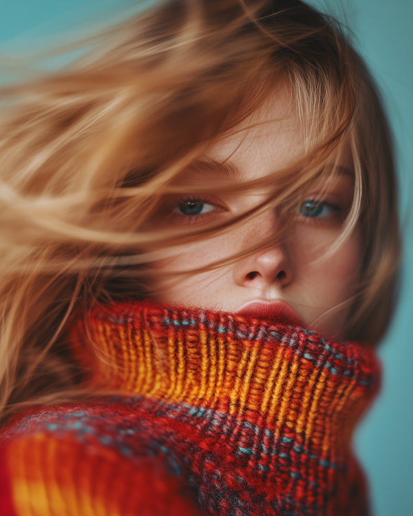 Portrait of a Person in a Multicolored Sweater