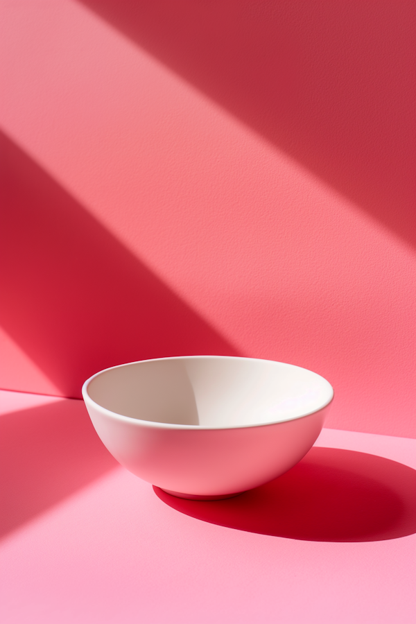 Minimalistic White Bowl with Coral Pink Background