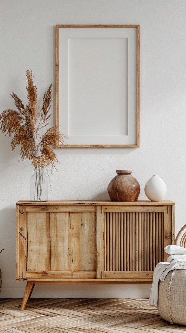 Mid-Century Modern Interior with Decorative Vases