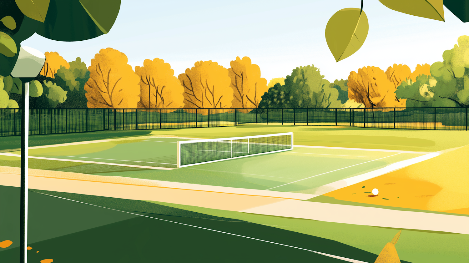 Autumnal Tennis Court Serenity