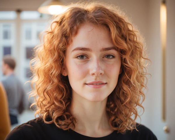 Portrait of a Young Woman with Curly Hair