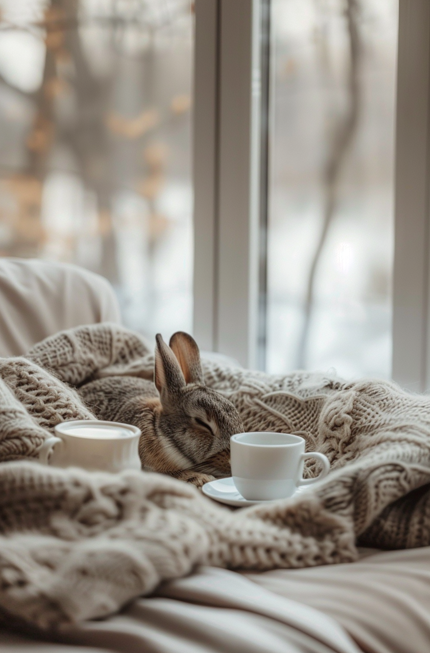 Cozy Rabbit in Blankets