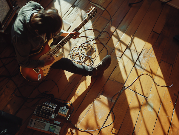 Sunlit Serenade: An Intimate Guitar Rehearsal