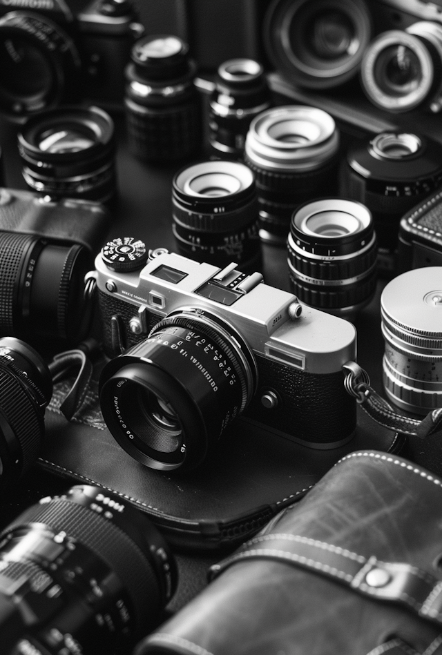 Vintage Camera Collection in Monochrome