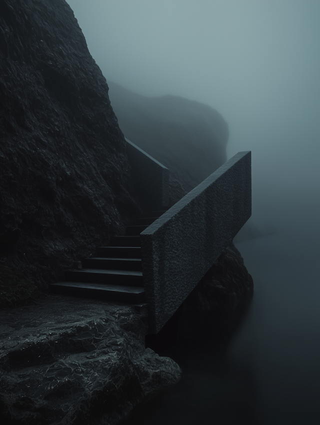 Mysterious Stone Stairs in Mist