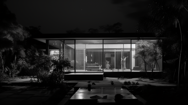 Nocturnal Harmony: A Serene Modernist Retreat