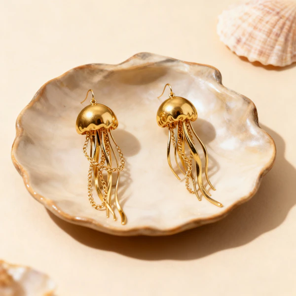 Gold Jellyfish Earrings
