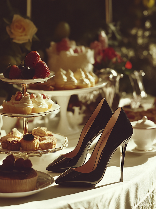 Elegant Shoes and Desserts