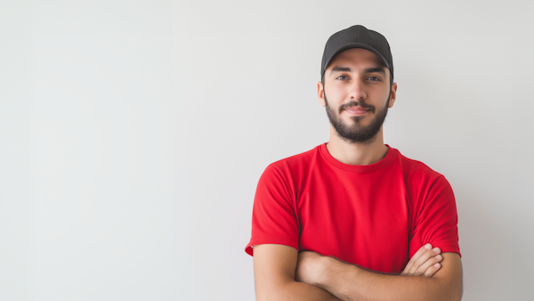 Confident Casual Style Man in Red