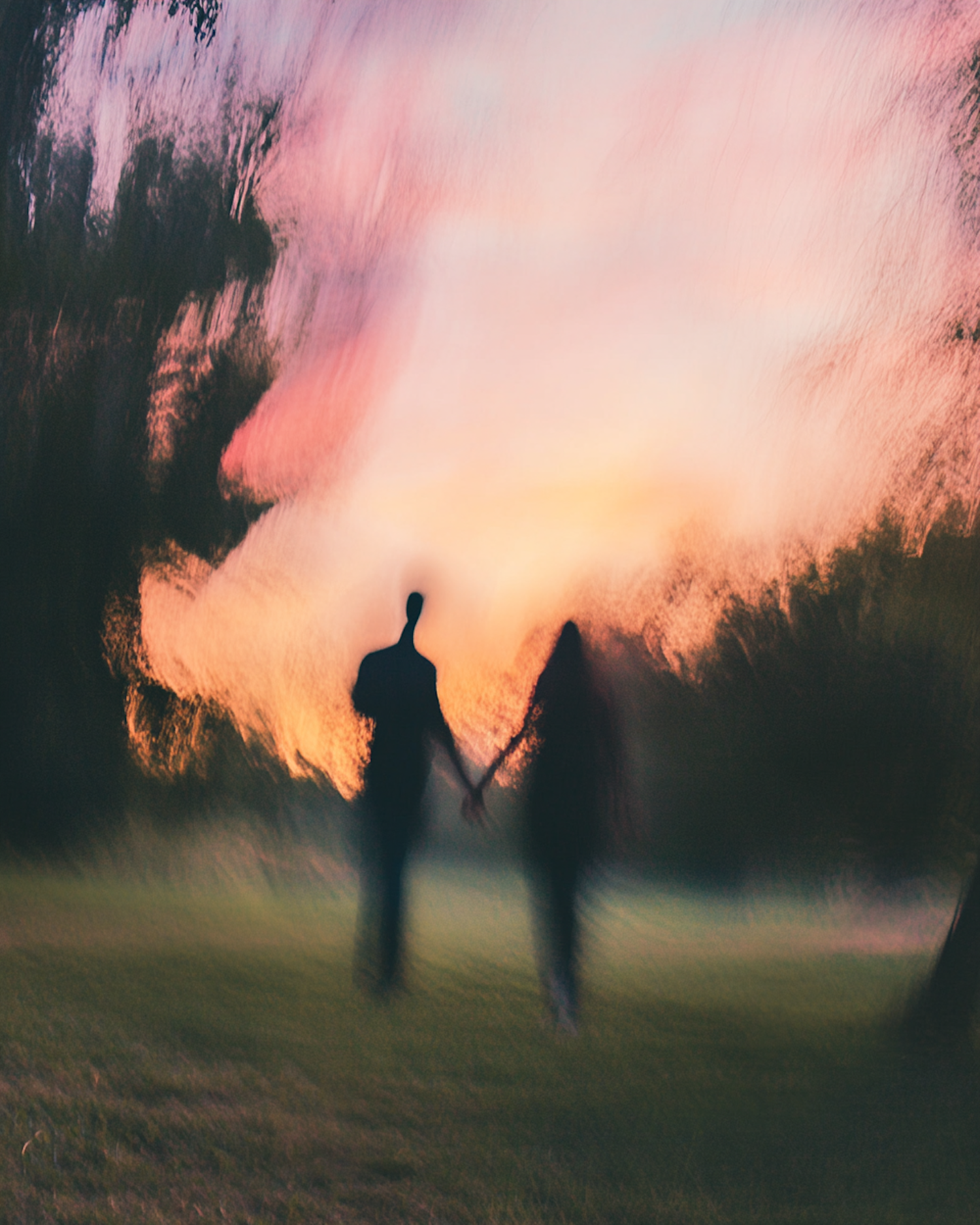 Silhouetted Companions at Sunset