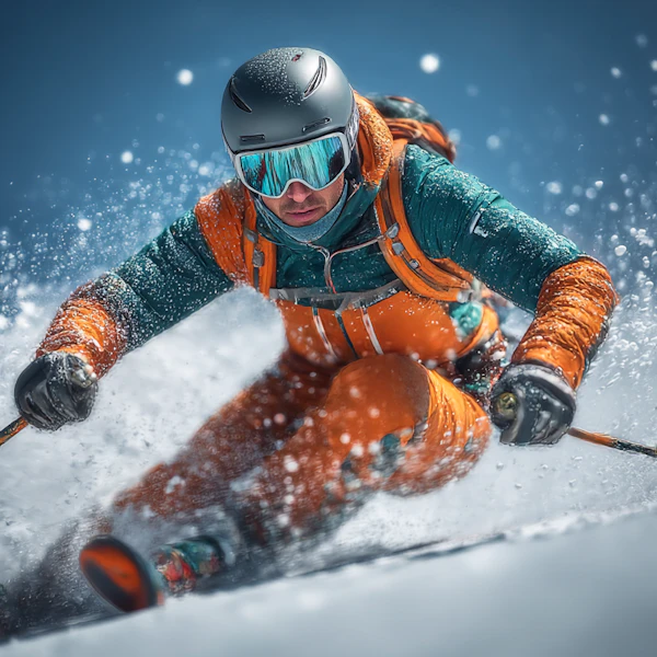 Dynamic Skier in Action