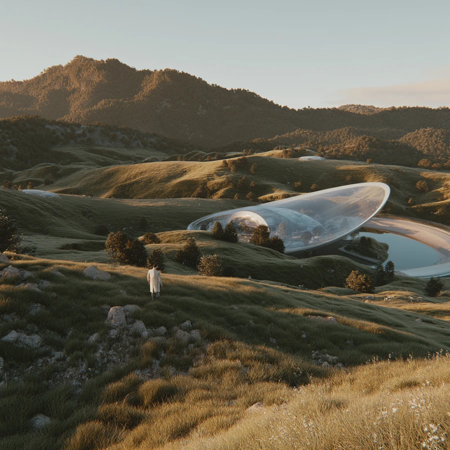 Futuristic Hillside Scene
