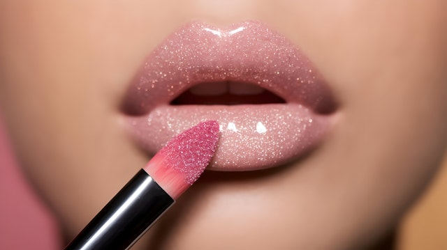 Glossy Pink Lips Close-Up