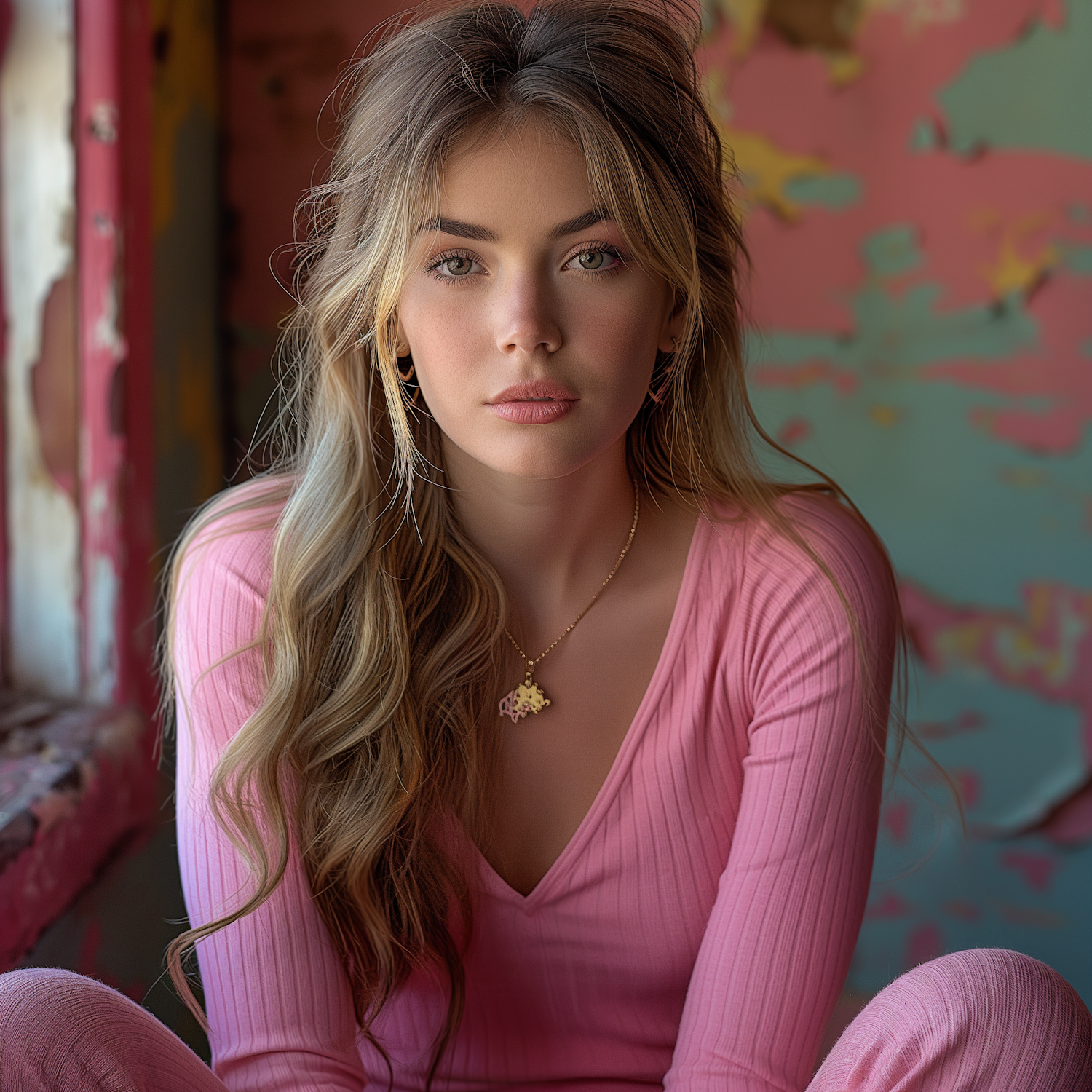 Young Woman in Vibrant Indoor Setting