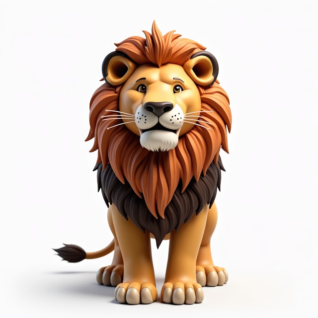 Cartoon Lion with Prominent Mane