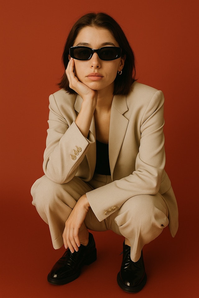 Woman in Beige Suit