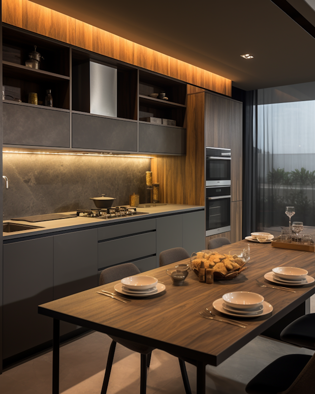 Sleek Contemporary Kitchen and Dining Space