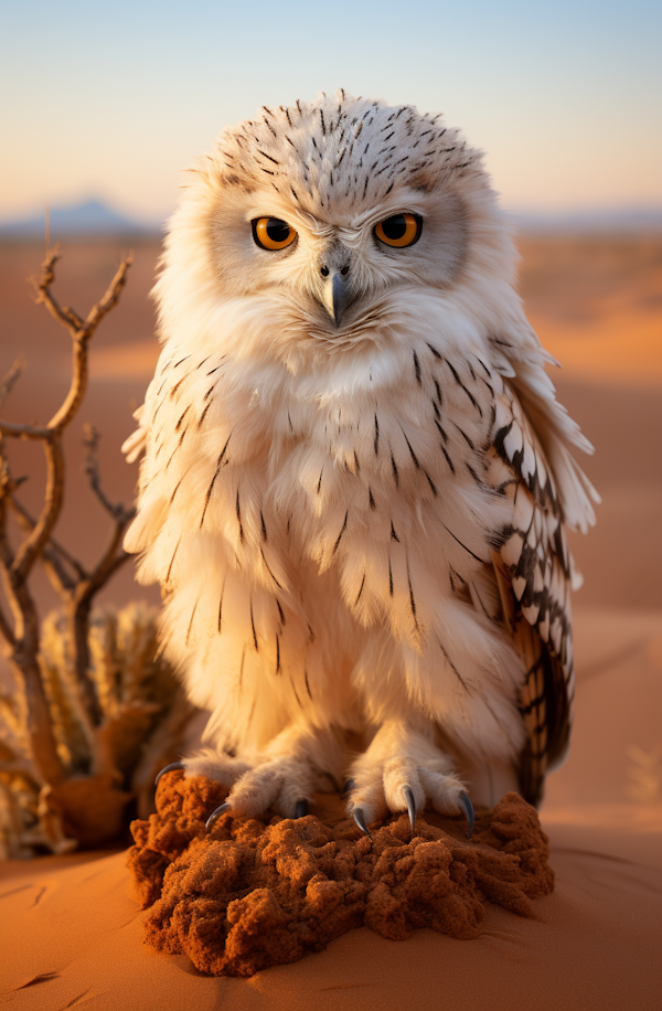 Desert Watcher: The Majestic Owl at Dusk