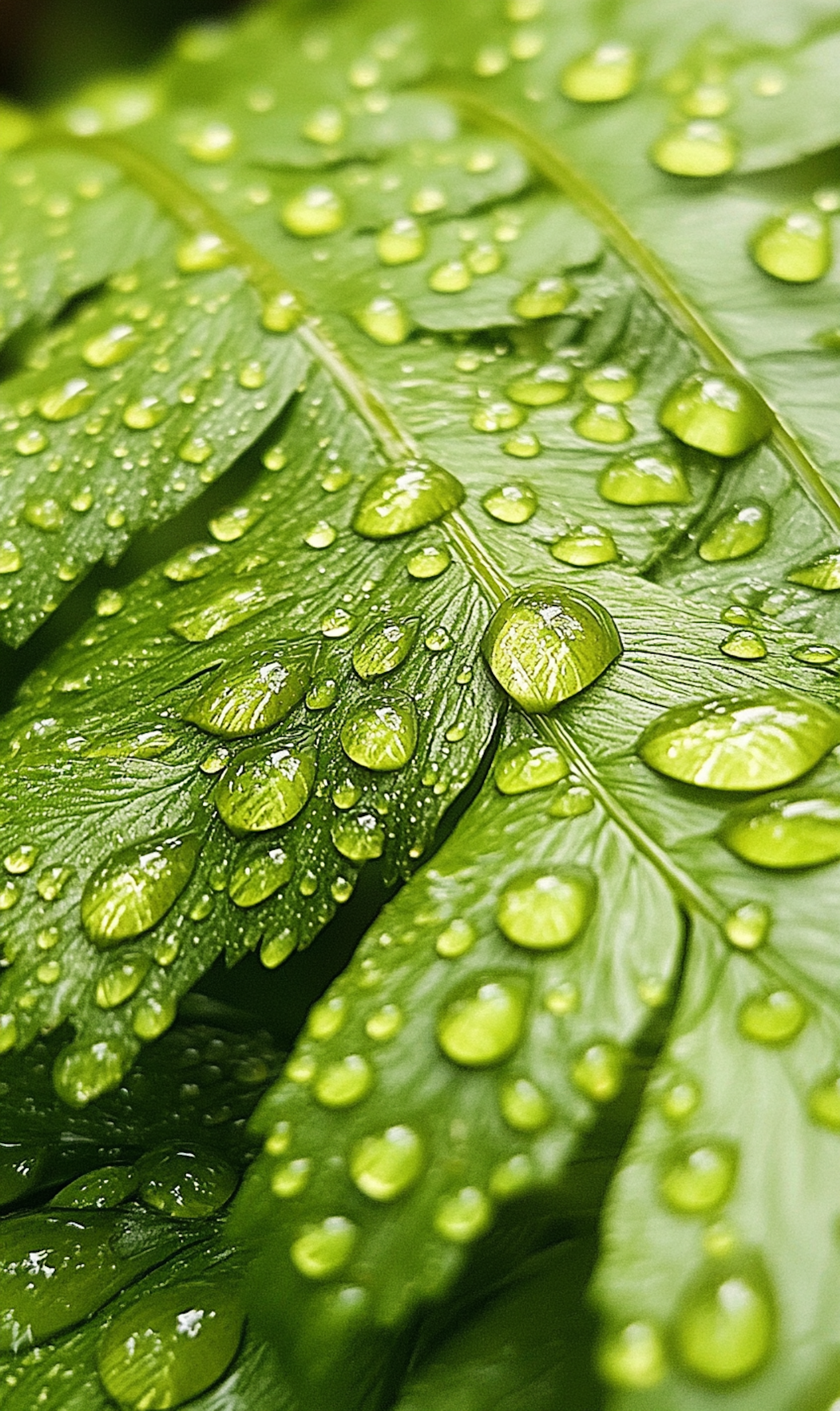 Close-up of Leaf with Water Droplets