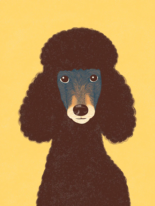 Chocolate Standard Poodle Art