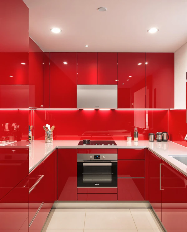 Modern Red Kitchen