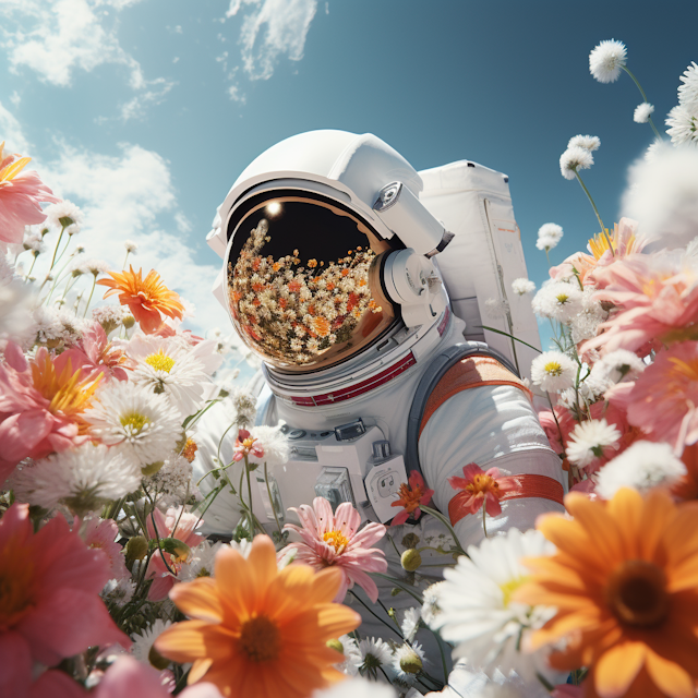 Astronaut in Flower Field